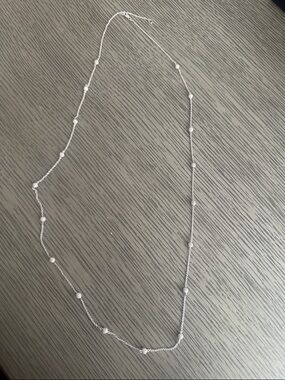 Sterling Silver Bead Station Necklace - Women's Silver Necklace